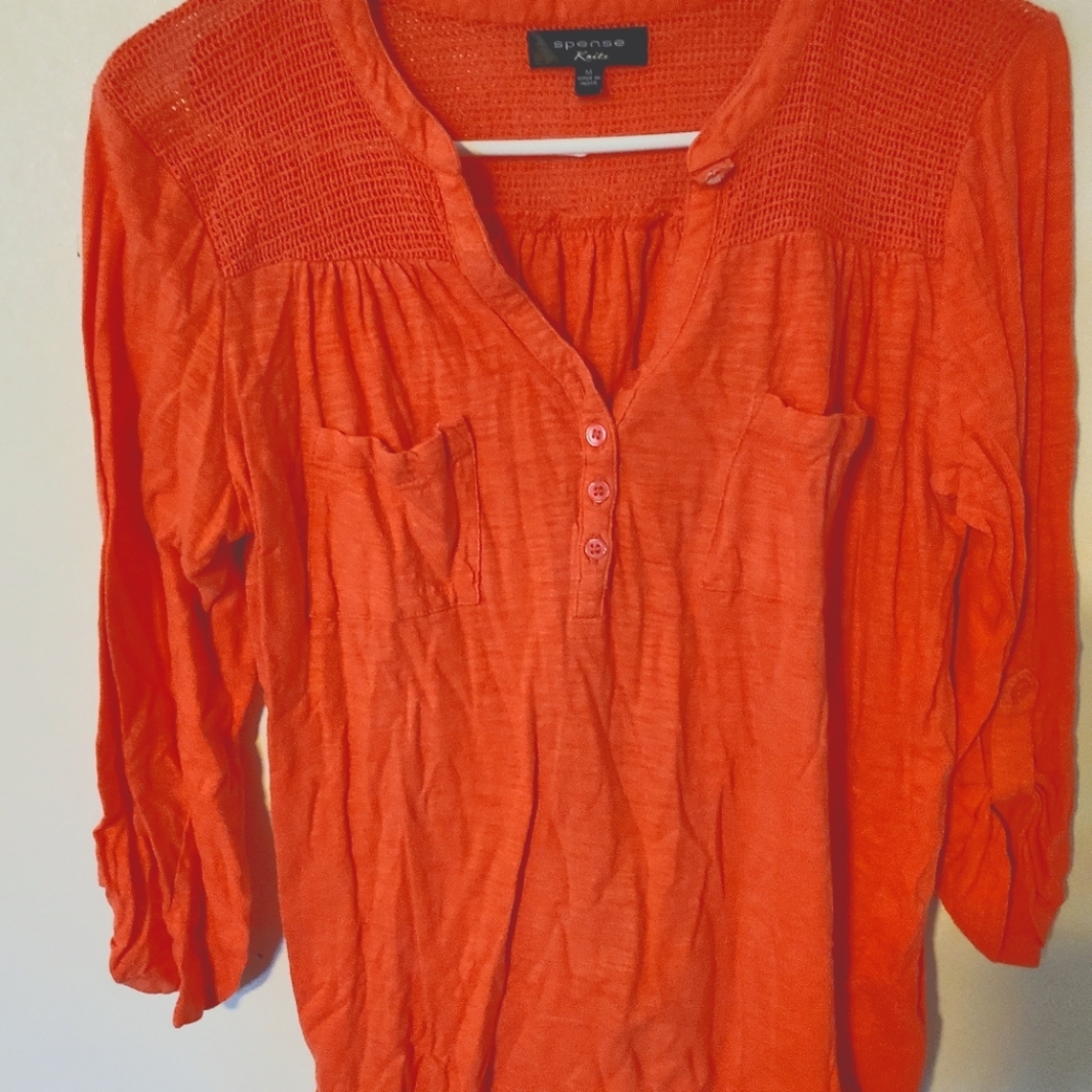 Sense 3/4 Sleeve Top Orange, Size M